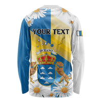 Personalized Islas Canarias Long Sleeve Shirt Coat Of Arms With Argyranthemum Frutescens