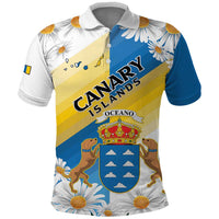 Personalized Islas Canarias Polo Shirt Coat Of Arms With Argyranthemum Frutescens