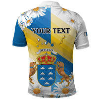 Personalized Islas Canarias Polo Shirt Coat Of Arms With Argyranthemum Frutescens