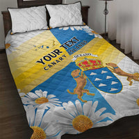 Personalized Islas Canarias Quilt Bed Set Coat Of Arms With Argyranthemum Frutescens