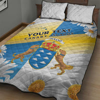 Personalized Islas Canarias Quilt Bed Set Coat Of Arms With Argyranthemum Frutescens