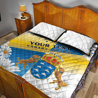 Personalized Islas Canarias Quilt Bed Set Coat Of Arms With Argyranthemum Frutescens