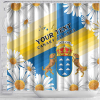 Personalized Islas Canarias Shower Curtain Coat Of Arms With Argyranthemum Frutescens