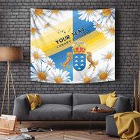 Personalized Islas Canarias Tapestry Coat Of Arms With Argyranthemum Frutescens
