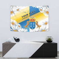 Personalized Islas Canarias Tapestry Coat Of Arms With Argyranthemum Frutescens