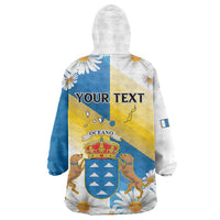 Personalized Islas Canarias Wearable Blanket Hoodie Coat Of Arms With Argyranthemum Frutescens