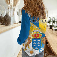 Personalized Islas Canarias Women Casual Shirt Coat Of Arms With Argyranthemum Frutescens
