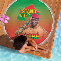 I Stand With Traore Beach Blanket Burkina Faso Flag Map - African Pattern