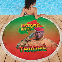 I Stand With Traore Beach Blanket Burkina Faso Flag Map - African Pattern