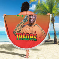 I Stand With Traore Beach Blanket Burkina Faso Flag Map - African Pattern
