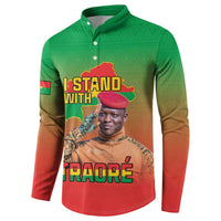 I Stand With Traore Button Sweatshirt Burkina Faso Flag Map - African Pattern
