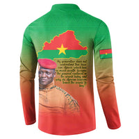 I Stand With Traore Button Sweatshirt Burkina Faso Flag Map - African Pattern