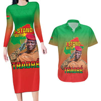 I Stand With Traore Couples Matching Long Sleeve Bodycon Dress and Hawaiian Shirt Burkina Faso Flag Map - African Pattern