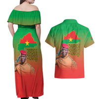 I Stand With Traore Couples Matching Off Shoulder Maxi Dress and Hawaiian Shirt Burkina Faso Flag Map - African Pattern