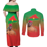 I Stand With Traore Couples Matching Off Shoulder Maxi Dress and Long Sleeve Button Shirt Burkina Faso Flag Map - African Pattern