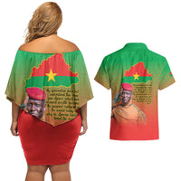 I Stand With Traore Couples Matching Off Shoulder Short Dress and Hawaiian Shirt Burkina Faso Flag Map - African Pattern