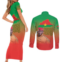 I Stand With Traore Couples Matching Short Sleeve Bodycon Dress and Long Sleeve Button Shirt Burkina Faso Flag Map - African Pattern