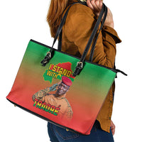 I Stand With Traore Leather Tote Bag Burkina Faso Flag Map - African Pattern