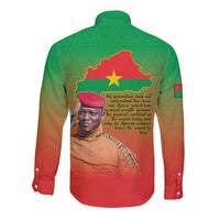 I Stand With Traore Long Sleeve Button Shirt Burkina Faso Flag Map - African Pattern