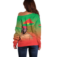 I Stand With Traore Off Shoulder Sweater Burkina Faso Flag Map - African Pattern