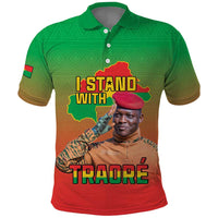 I Stand With Traore Polo Shirt Burkina Faso Flag Map - African Pattern