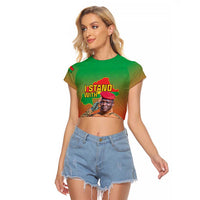 I Stand With Traore Raglan Cropped T Shirt Burkina Faso Flag Map - African Pattern