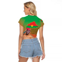 I Stand With Traore Raglan Cropped T Shirt Burkina Faso Flag Map - African Pattern