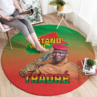 I Stand With Traore Round Carpet Burkina Faso Flag Map - African Pattern