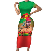 I Stand With Traore Short Sleeve Bodycon Dress Burkina Faso Flag Map - African Pattern