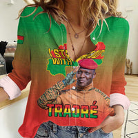 I Stand With Traore Women Casual Shirt Burkina Faso Flag Map - African Pattern