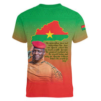 I Stand With Traore Women V-Neck T-Shirt Burkina Faso Flag Map - African Pattern