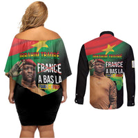 Traore Burkina Faso Couples Matching Off Shoulder Short Dress and Long Sleeve Button Shirt A Bas La France - Afrique