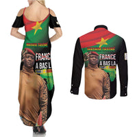 Traore Burkina Faso Couples Matching Summer Maxi Dress and Long Sleeve Button Shirt A Bas La France - Afrique