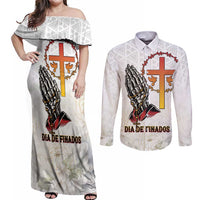 Angola All Souls Day Couples Matching Off Shoulder Maxi Dress and Long Sleeve Button Shirt Together in Remembrance - Wonder Print Shop