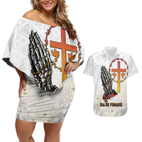 Angola All Souls Day Couples Matching Off Shoulder Short Dress and Hawaiian Shirt Together in Remembrance - Wonder Print Shop