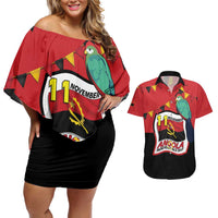 Happy Angola Couples Matching Off Shoulder Short Dress and Hawaiian Shirt 50 Years of Independence - Wonder Print Shop