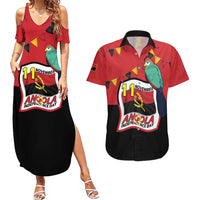 Happy Angola Couples Matching Summer Maxi Dress and Hawaiian Shirt 50 Years of Independence - Wonder Print Shop