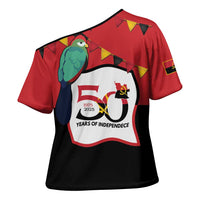 Happy Angola Cross Shoulder Shirt 50 Years of Independence - Wonder Print Shop