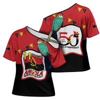 Happy Angola Cross Shoulder Shirt 50 Years of Independence - Wonder Print Shop