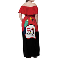 Happy Angola Family Matching Off Shoulder Maxi Dress and Hawaiian Shirt 50 Years of Independence - Wonder Print Shop