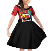 Happy Angola Family Matching Off Shoulder Short Dress and Hawaiian Shirt 50 Years of Independence - Wonder Print Shop