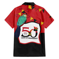 Happy Angola Family Matching Off Shoulder Short Dress and Hawaiian Shirt 50 Years of Independence - Wonder Print Shop