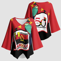 Happy Angola Kimono Sleeve Blouse 50 Years of Independence - Wonder Print Shop