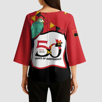 Happy Angola Kimono Sleeve Blouse 50 Years of Independence - Wonder Print Shop