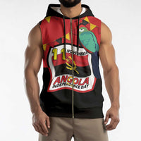Happy Angola Sleeveless Zip Hoodie 50 Years of Independence - Wonder Print Shop