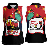 Happy Angola Women Sleeveless Polo Shirt 50 Years of Independence - Wonder Print Shop