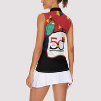 Happy Angola Women Sleeveless Polo Shirt 50 Years of Independence - Wonder Print Shop