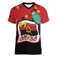 Happy Angola Women V-Neck T-Shirt 50 Years of Independence - Wonder Print Shop