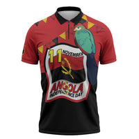 Happy Angola Zipper Polo Shirt 50 Years of Independence - Wonder Print Shop