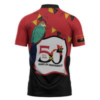 Happy Angola Zipper Polo Shirt 50 Years of Independence - Wonder Print Shop